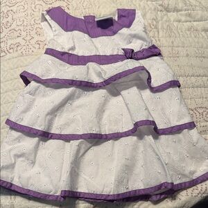 okie dokie White Dress with Purple Trim for Girls